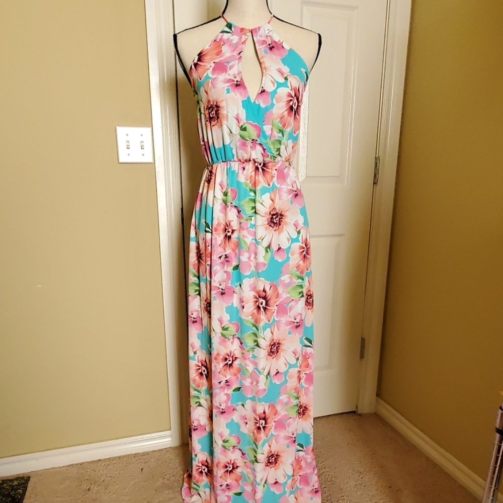 Pink Lily Only One I Love Floral Maxi Dress